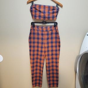 L'ATISTE by Amy Plaid Tube Top & Pant Set